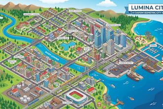 design a custom travel, tourist,  route map, city map and destination map