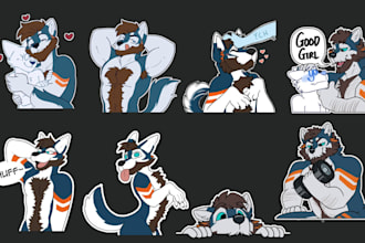 draw furry stickers for telegram discord fursona furry sticker pack furry emotes