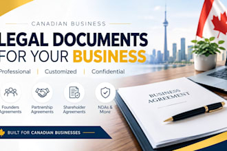 provide canadian startup business agreement and corporate legal documents