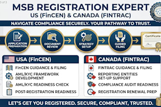 assist with msb registration, fincen registration and compliance documentation