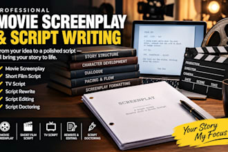 write movie screenplay, short film script, TV script, script rewrite and editing