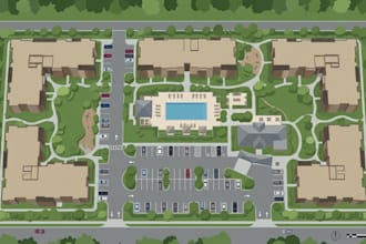 design multifamily apartment site plans with landscape and parking