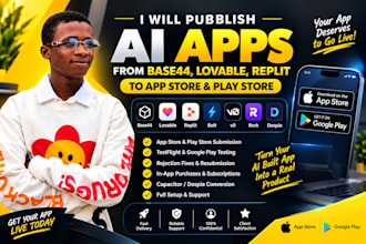 publish ai apps from base44 lovable replit to app store play store