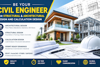 be your civil engineer for structural architectural design and calculation cad