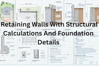 design retaining walls with structural calculations and foundation details