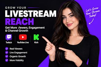 promote your twitch live stream youtube and kick livestream for real viewers