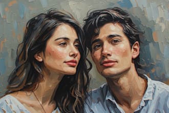 paint couple portrait painting in oil canvas