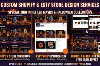 design or redesign high converting shopify, etsy store halloween pet led mask