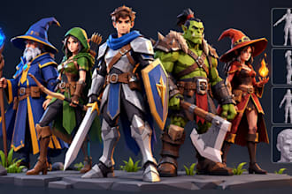 create custom 3d low poly character model with rigging for games