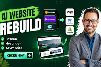 rebuild convert base44 hostinger ai website to wix webflow shopify website