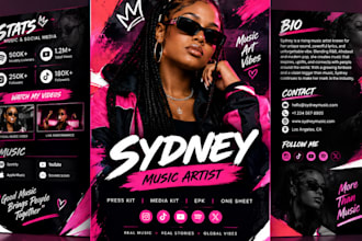design a professional epk press kit artist press kit and media kit
