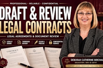 draft and review legal contract, legal agrement, and review