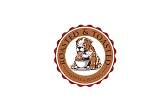 design english bulldog drinking theme logo