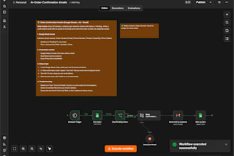 build an n8n workflow to auto send ai order confirmation emails