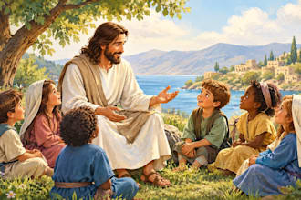 bible themed, comic children story, christain bible illustration for amazon kdp