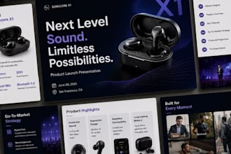 design product launch promotional presentation, product sales pitch deck