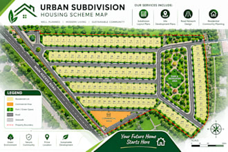 design a map illustration urban subdivision housing scheme maps or site plan