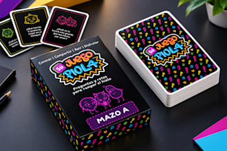 design packaging dieline, tarot card, party card game, custom playing cards