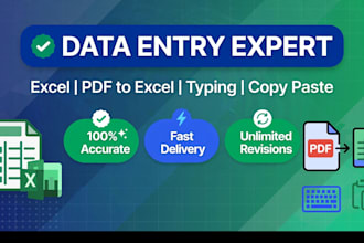 do pdf to excel conversion and excel data entry