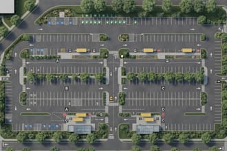 create parking lot maps, parking layouts and vehicle navigation