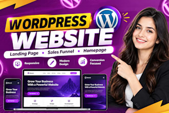 build a responsive wordpress landing page design, sales funnel, homepage design