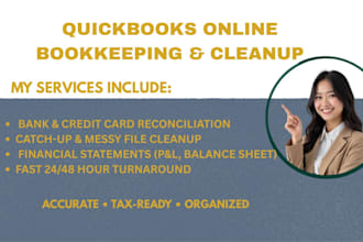 do quickbooks online, bookkeeping and quickbooks cleanup