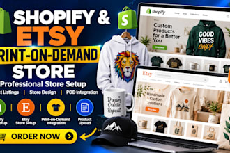setup shopify print on demand store etsy pod store with printful printify gelato