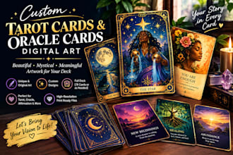 draw tarot cards and oracle cards as digital art