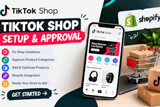 setup tiktok shop, fix violations, approve categories, shopify dropshipping