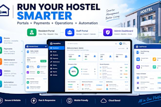 develop complete hostel management platform resident, staff and admin portal app