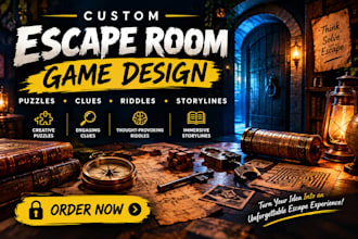 design escape room puzzle game with puzzle clues riddles and game storylines