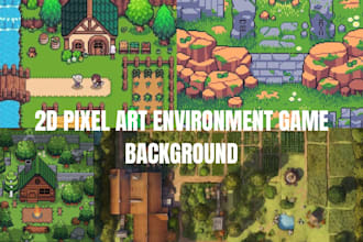 draw 16 bit 32 bit and 128 bit pixel art tileset and environment assets