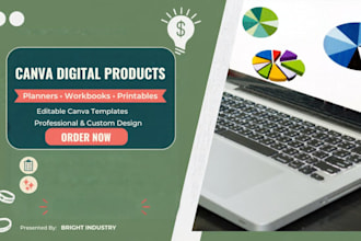 design professional canva digital products, printables and workbooks