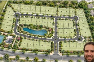do autocad 2d site plan, town, parcel land subdivision planning