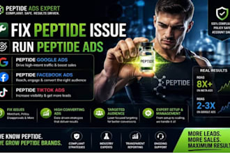 fix peptide ads issues, compliant peptide facebook ads, tiktok ads or google ads