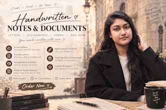 write clean and aesthetic handwritten notes and letters