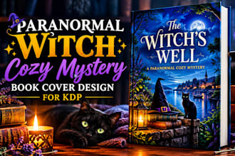 design a paranormal witch cozy mystery book cover for KDP