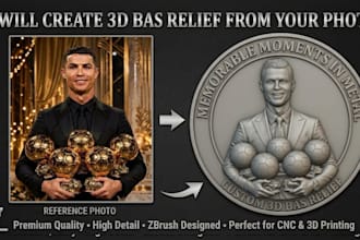 create custom 3d bas relief stl for cnc, models carving and engraving