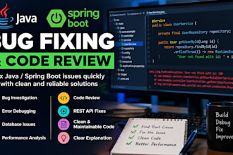 fix java and spring boot bugs and review your code