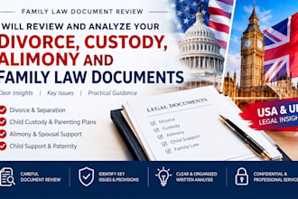 review and analyze your divorce, custody, alimony and family law documents