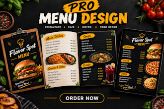 design a digital menu board for restaurant TV screen or digital signage