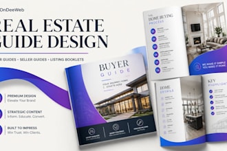 do real estate buyer guide, seller guide property listing booklet and canva PDF