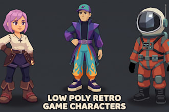 do retro low poly 3d model, n64, ps1, psx 90s 3d style model, rig, animation
