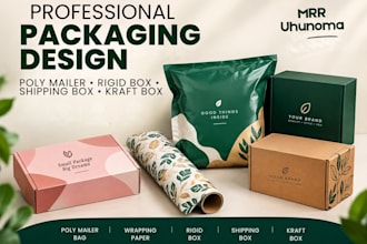 design poly mailer bag, wrapping paper, rigid box, shipping box and kraft box