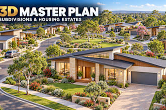 render 3d master plans, subdivisions and housing estate developments