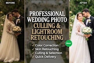 do professional wedding photo culling and lightroom retouching