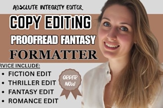 copy edit, proofread fantasy fiction romance, suspense, horror thriller format