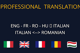 translate english italian french romanian or hungarian