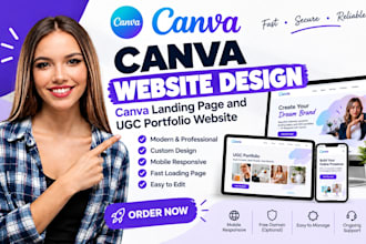 canva website design, canva landing page, ugc portfolio website, website design
