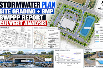 do USA stormwater plan, bmp, site grading, swppp report and culvert analysis